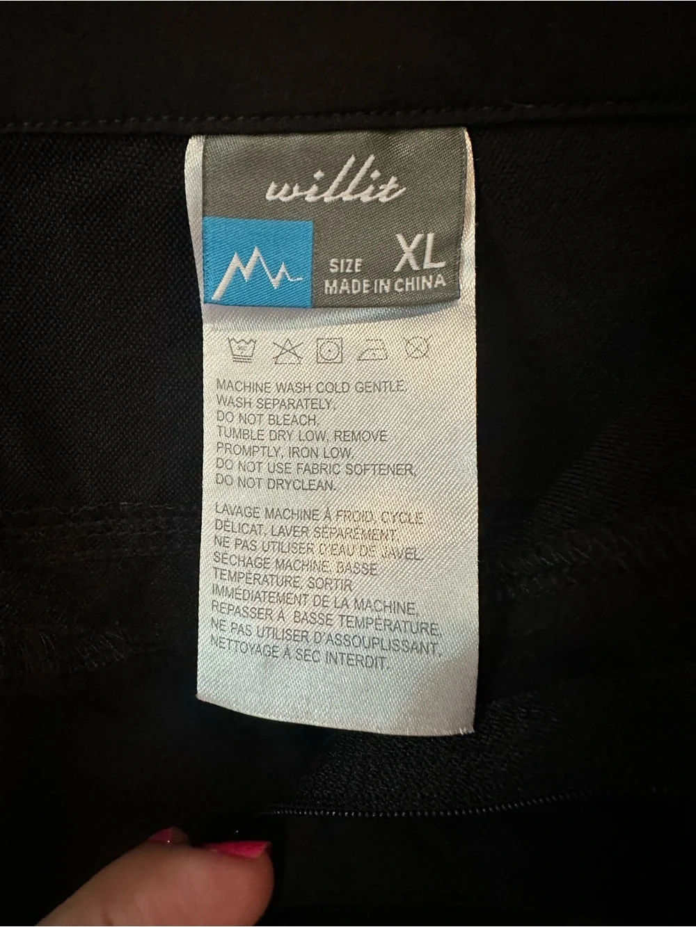 Willit Black Outdoor Shorts Men’s XL Quick‑Dry Elastic Waist Zipper Pockets